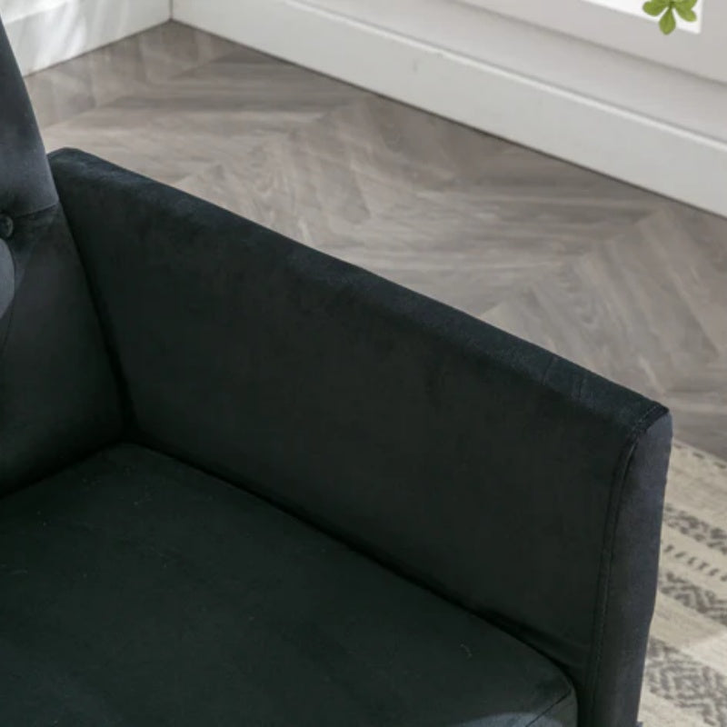 COOLMORE Velvet Accent Chair with Adjustable Armrests and Backrest, Button Tufted Lounge Chair, Single Recliner Armchair with Ottoman-海智集-Default-