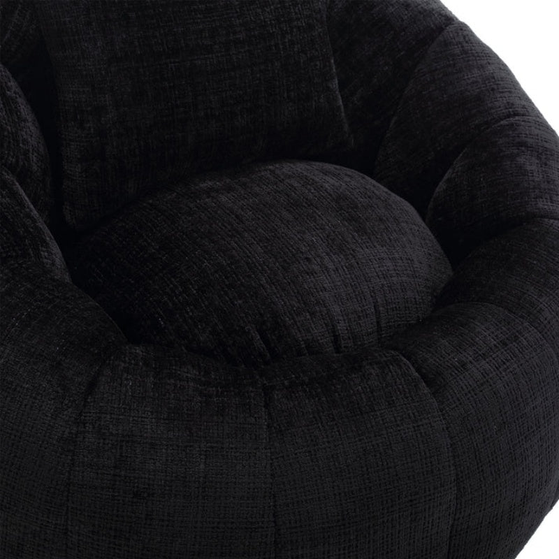 COOLMORE Modern Extra Large Round Bean Bag Chair with Footrest for Living Room, Chenille Fabric Lazy Sofa with Pillow for Adults, Teenagers,Child, Suitable for Bedroom, Dormitory, Study Room-海智集-Default-