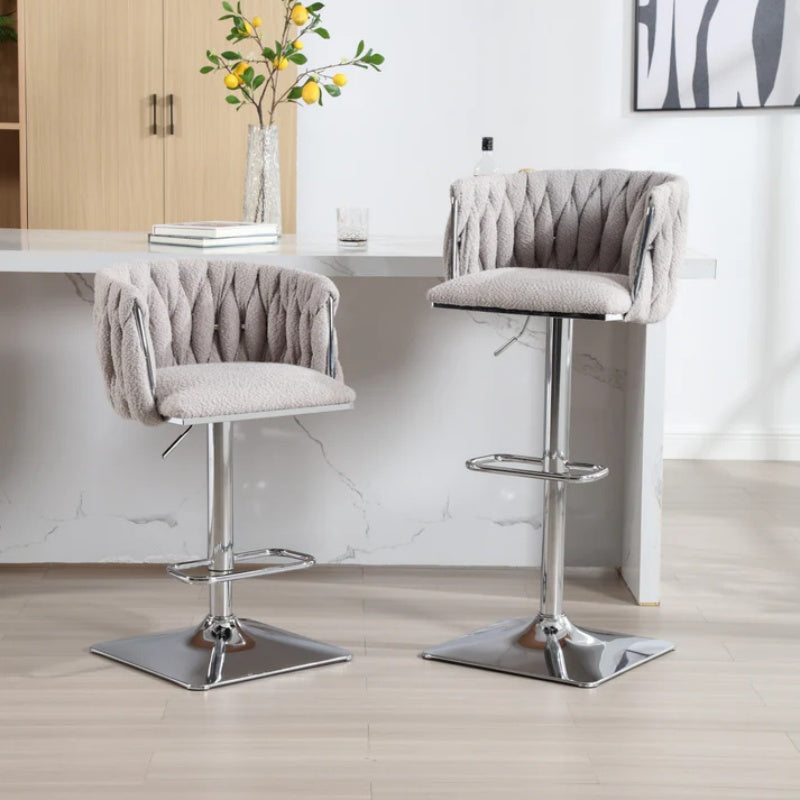 COOLMORE Vintage Bar Stools with Back and Footrest Counter Height Dining Chairs 2PC/SET-海智集-Default-