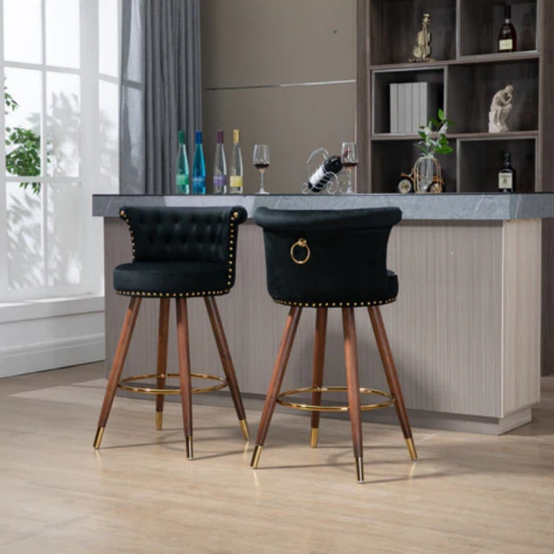 COOLMORE Swivel Bar Stools with Backrest Footrest ,with a fixed height of 360 degrees-海智集-Default-