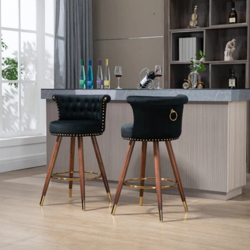 COOLMORE Swivel Bar Stools with Backrest Footrest ,with a fixed height of 360 degrees-海智集-Default-