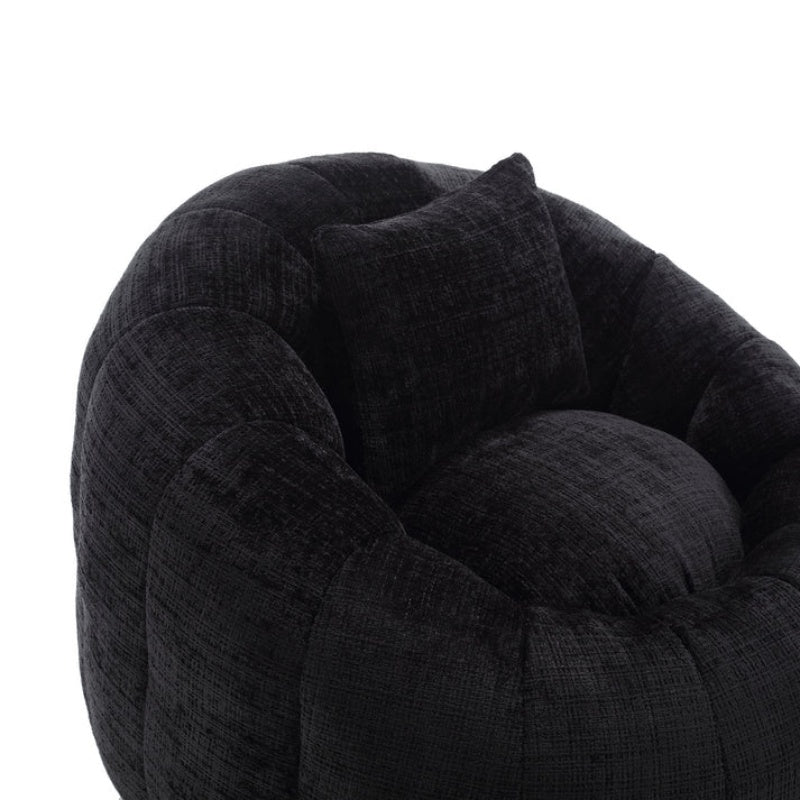 COOLMORE Modern Extra Large Round Bean Bag Chair with Footrest for Living Room, Chenille Fabric Lazy Sofa with Pillow for Adults, Teenagers,Child, Suitable for Bedroom, Dormitory, Study Room-海智集-Default-