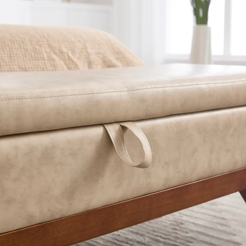 COOLMORE Teddy wool fabric, solid wood feet for solid weighing, and bed end stool with storage function-海智集-Default-