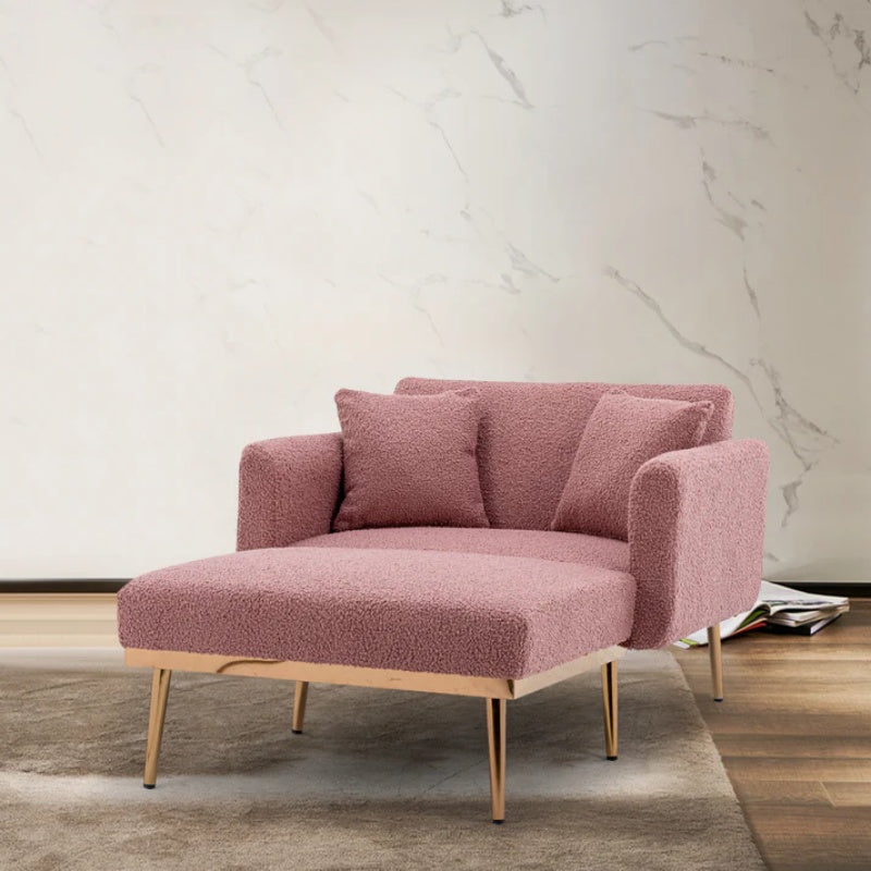 COOLMORE fashionable and classic style chaise lounge chair / accent chair for Living Room, bedroom (Brush Pink Teddy )-海智集-Default-