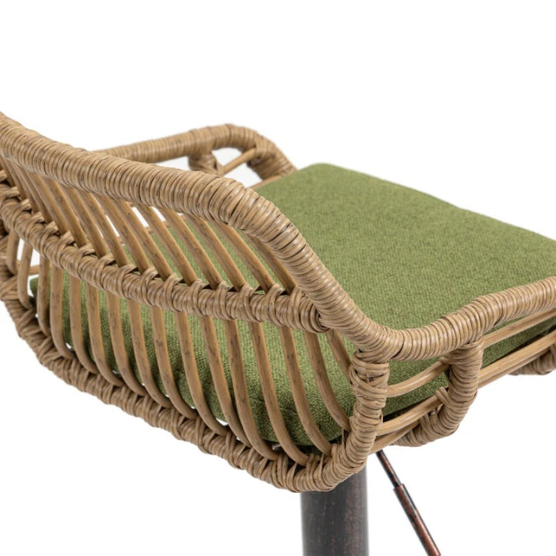 COOLMORE Modern Swivel Bar Stools Set of 2 with Adjustable Height and Footrest in Green Linen-海智集-Default-