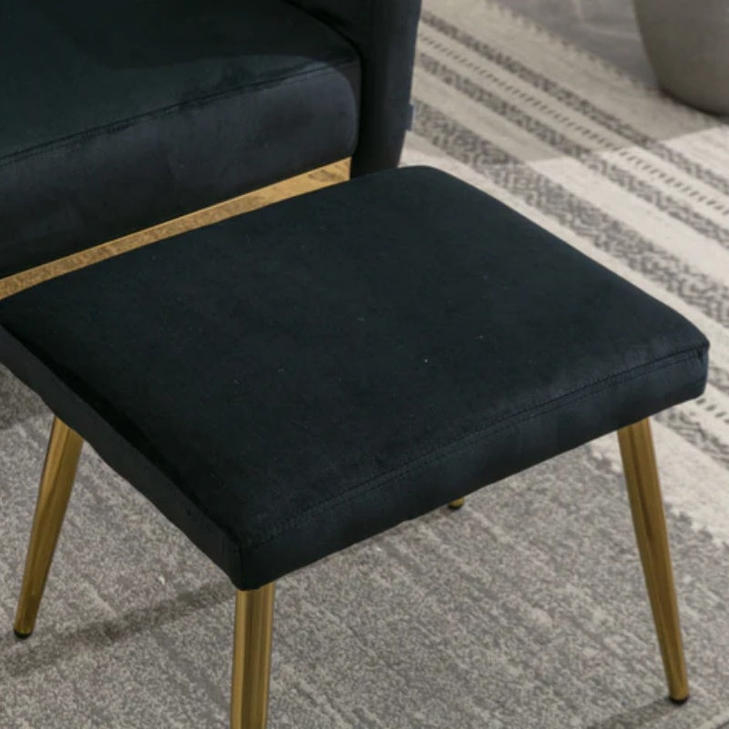 COOLMORE Velvet Accent Chair with Adjustable Armrests and Backrest, Button Tufted Lounge Chair, Single Recliner Armchair with Ottoman-海智集-Default-