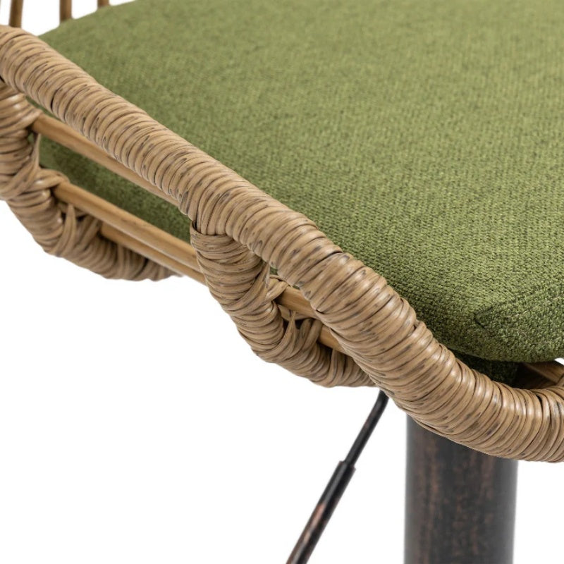 COOLMORE Modern Swivel Bar Stools Set of 2 with Adjustable Height and Footrest in Green Linen-海智集-Default-