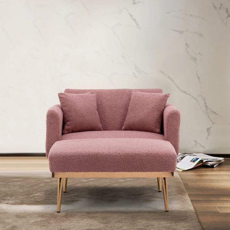 COOLMORE fashionable and classic style chaise lounge chair / accent chair for Living Room, bedroom (Brush Pink Teddy )-海智集-Default-