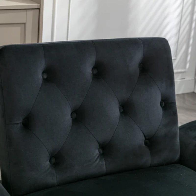 COOLMORE Velvet Accent Chair with Adjustable Armrests and Backrest, Button Tufted Lounge Chair, Single Recliner Armchair with Ottoman-海智集-Default-