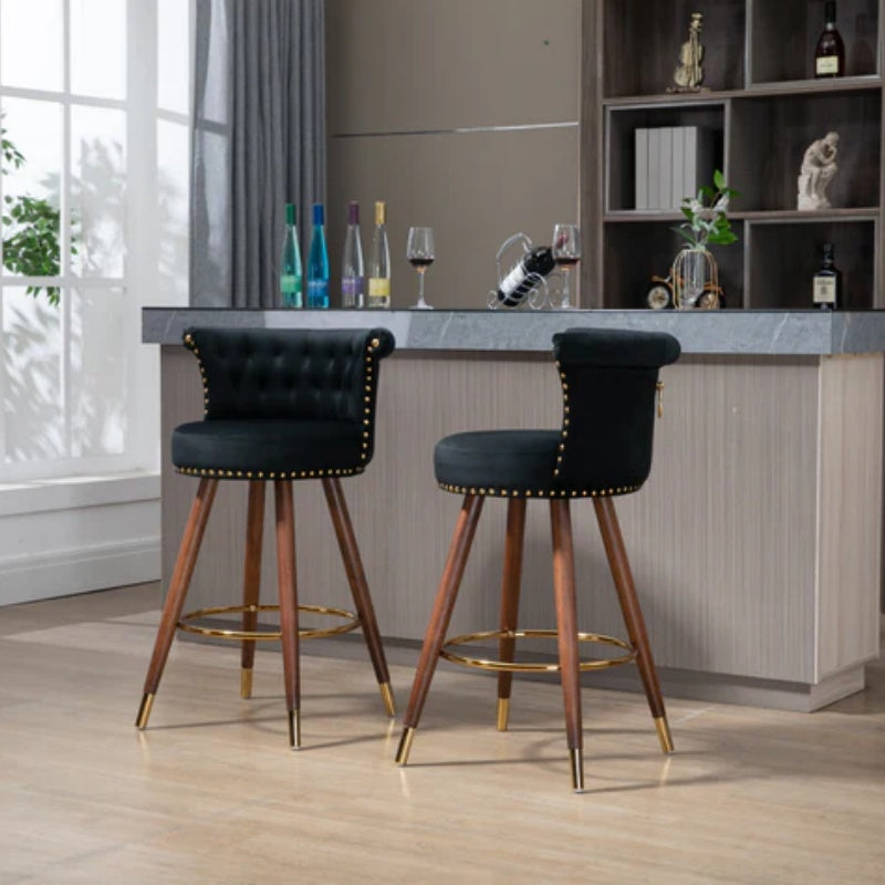 COOLMORE Swivel Bar Stools with Backrest Footrest ,with a fixed height of 360 degrees-海智集-Default-