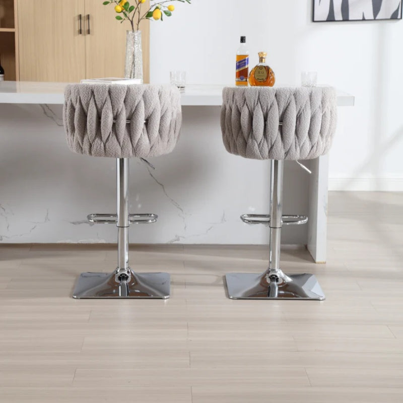 COOLMORE Vintage Bar Stools with Back and Footrest Counter Height Dining Chairs 2PC/SET-海智集-Default-