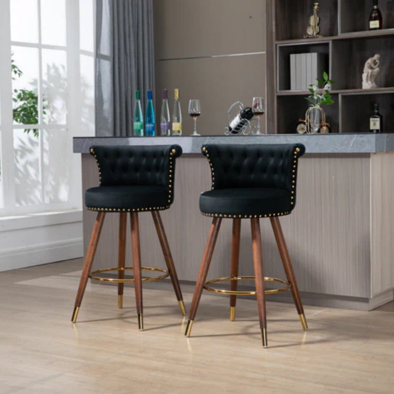 COOLMORE Swivel Bar Stools with Backrest Footrest ,with a fixed height of 360 degrees-海智集-Default-