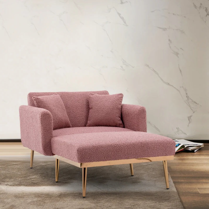 COOLMORE fashionable and classic style chaise lounge chair / accent chair for Living Room, bedroom (Brush Pink Teddy )-海智集-Default-