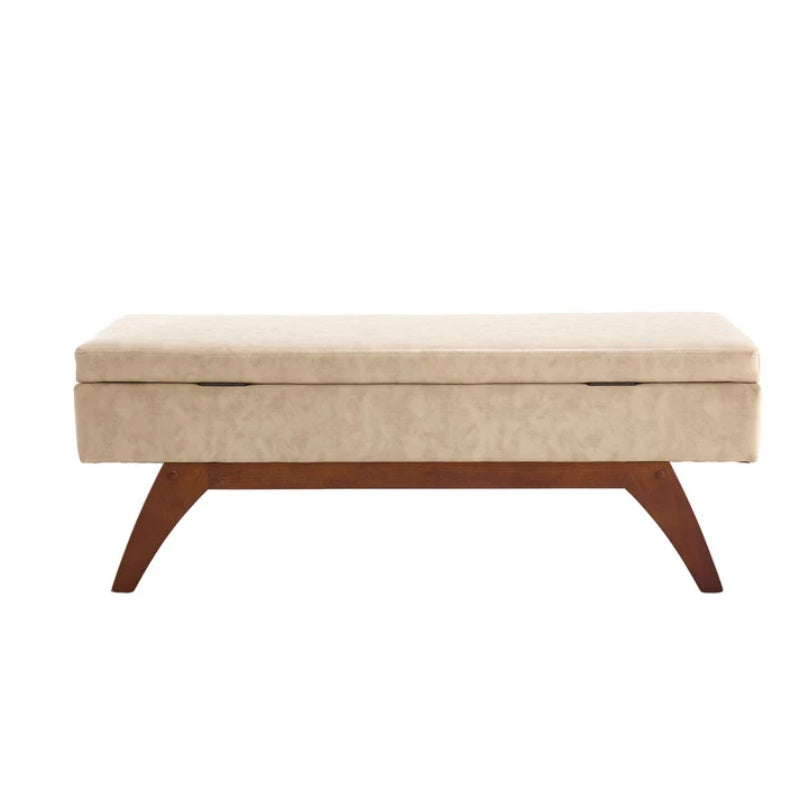 COOLMORE Teddy wool fabric, solid wood feet for solid weighing, and bed end stool with storage function-海智集-Default-