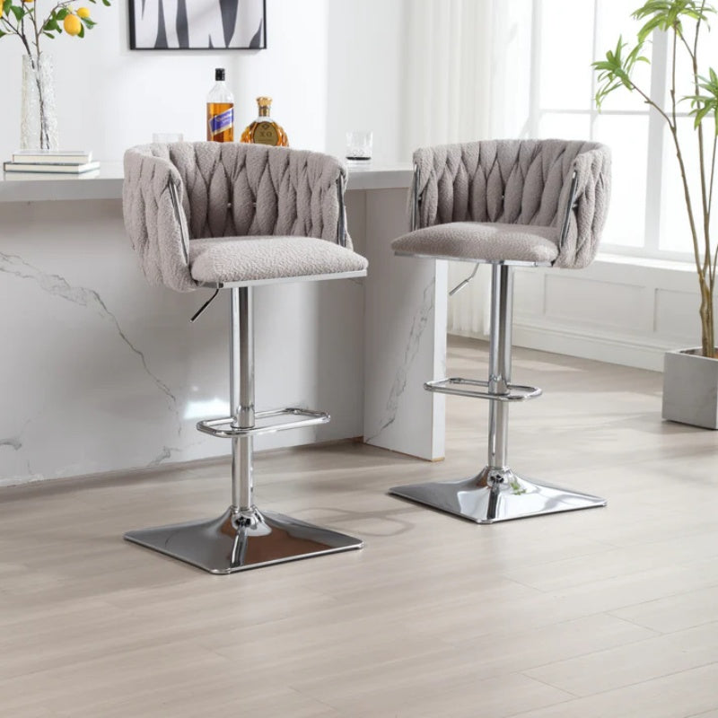 COOLMORE Vintage Bar Stools with Back and Footrest Counter Height Dining Chairs 2PC/SET-海智集-Default-