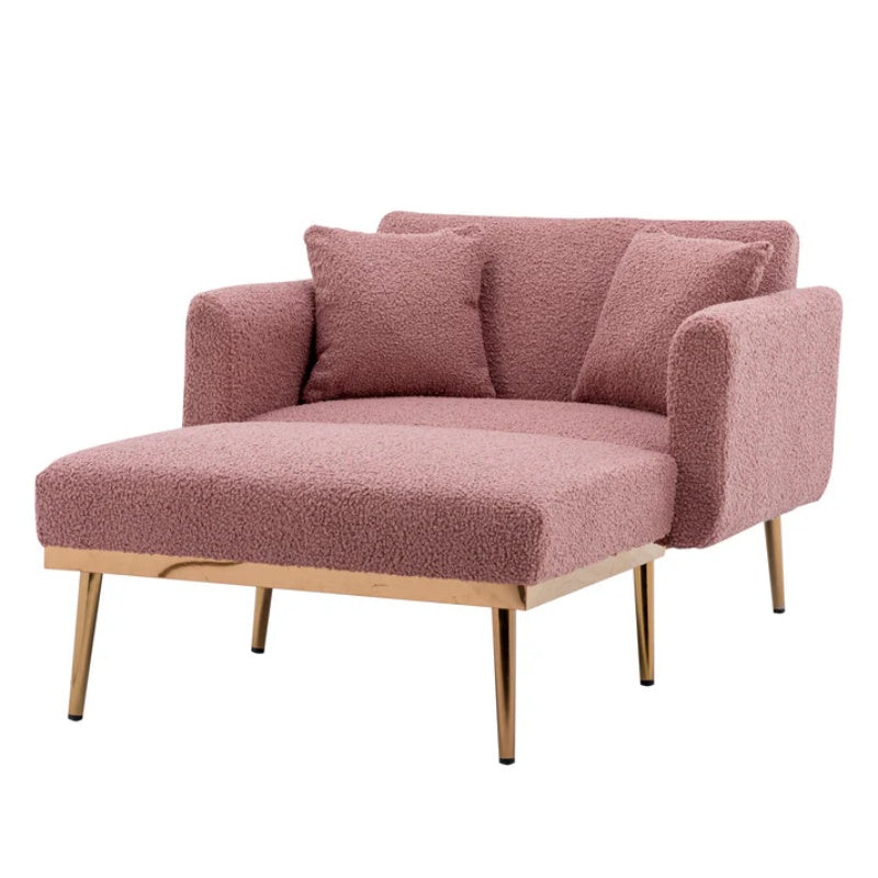 COOLMORE fashionable and classic style chaise lounge chair / accent chair for Living Room, bedroom (Brush Pink Teddy )-海智集-Default-