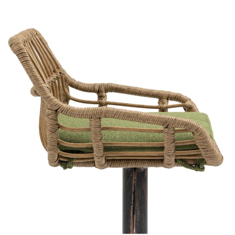 COOLMORE Modern Swivel Bar Stools Set of 2 with Adjustable Height and Footrest in Green Linen-海智集-Default-