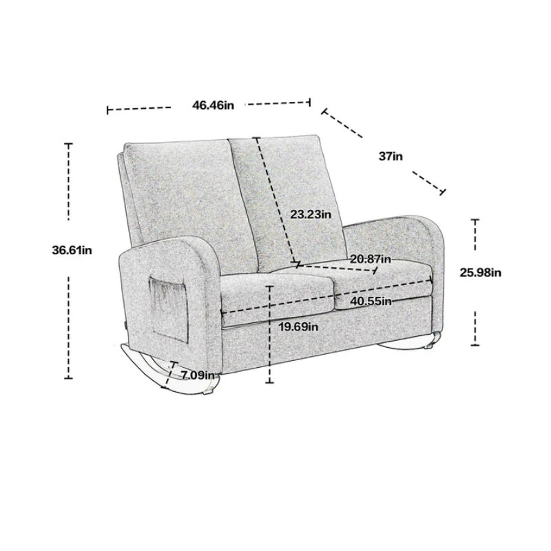 COOLMORE Rocking Chair Upholstered Mid Century Modern Rocker Oversized Wingback Armchair for Living Room-海智集-Default-