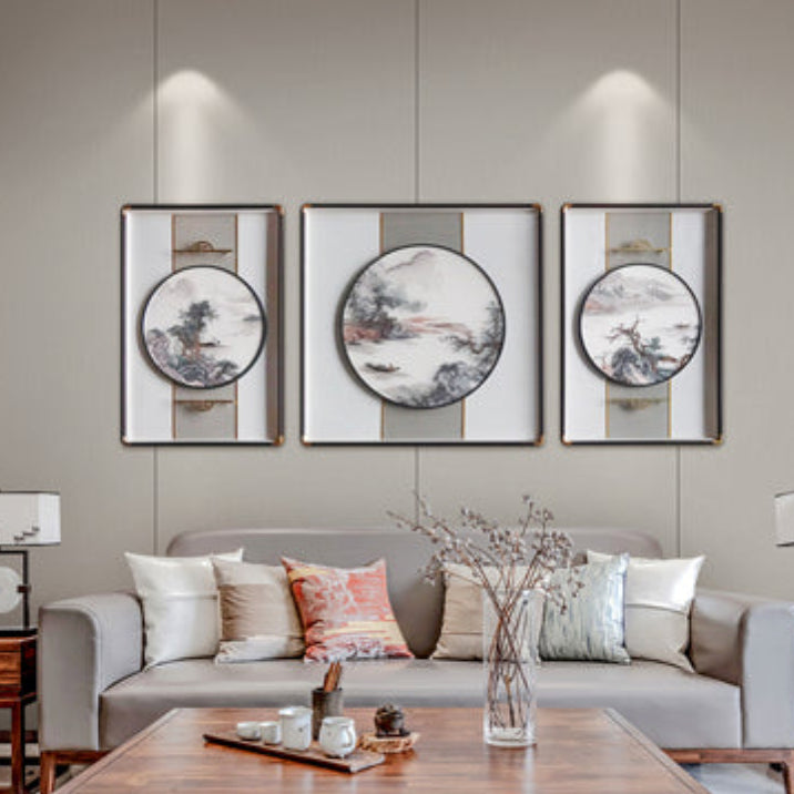 New Chinese Style Embroidered Wall Art - Handmade Silk Painting with Floral/Bird Designs, Framed Oriental Home Decor for Living Room & Bedroom-海智集-