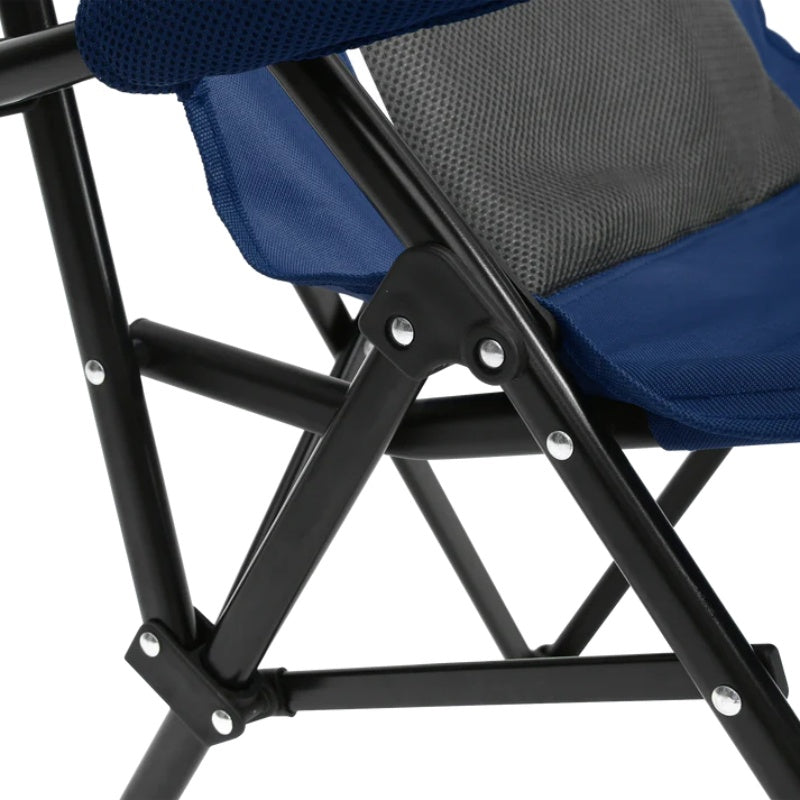 High Back Heavy Duty Lawn Chair Support 250LBS, Portable Collapsible Chair with Cup Holder -Navy blue-海智集-Default-