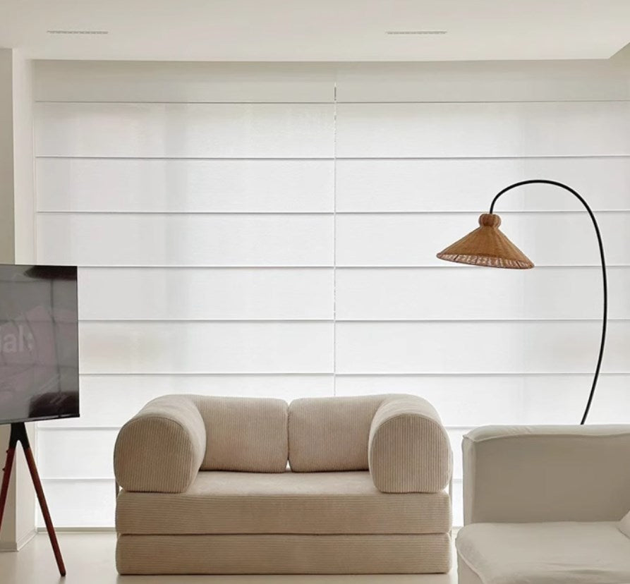 Smart electric Roman blinds, linen curtains, fully light-blocking day and night, bedroom, living room, balcony, French-style lifting and folding roller blinds-海智集-