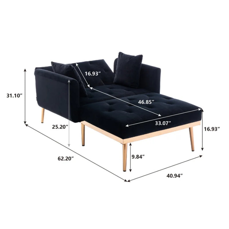 COOLMORE fashionable and classic style chaise lounge chair / accent chair for Living Room, bedroom (Black Velvet)-海智集-Default-