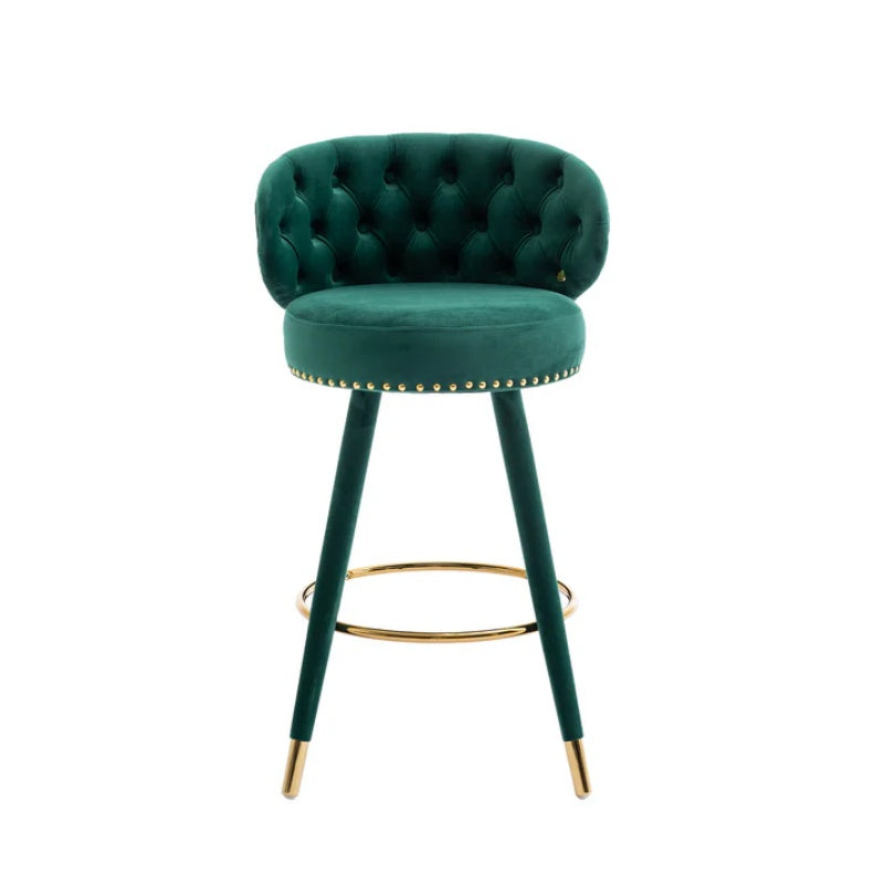COOLMORE Counter Height Bar Stools Set of 2 for Kitchen Counter Solid Wood Legs with a fixed height of 360 degrees-海智集-Default-