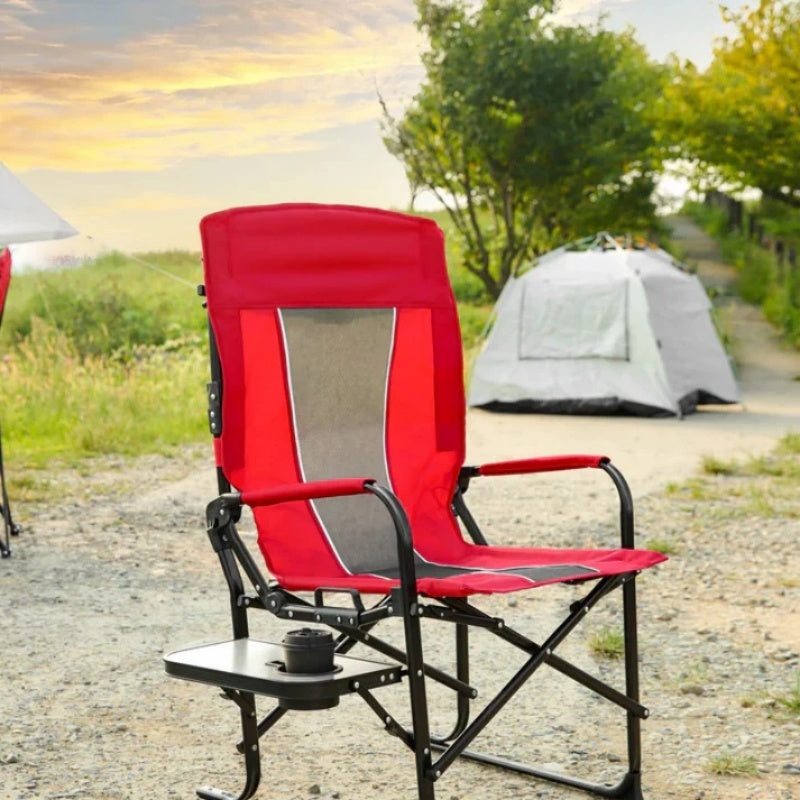 Hammock Camping Chair, Folding Portable Rocking Chair, Aluminum Alloy Adjustable Back Swinging Chair with Pillow Cup Holder, Recliner with Carry Bag for Outdoor Travel Lawn Backyard, Blue (2pcs)-海智集-Default-