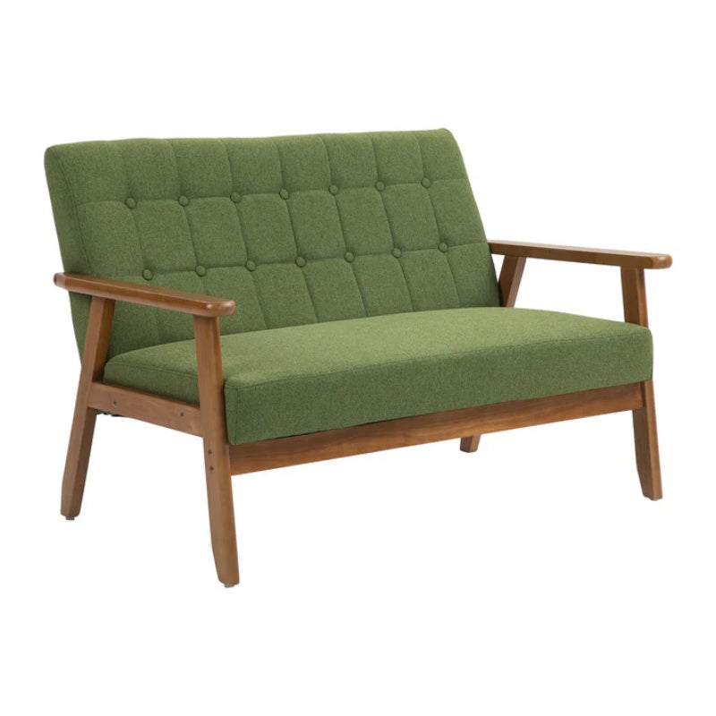 COOLMORE Mid-Century Modern Solid Loveseat Sofa Upholstered Linen Loveseat, 2-Seat Upholstered Loveseat Sofa Modern Couch-海智集-Default-