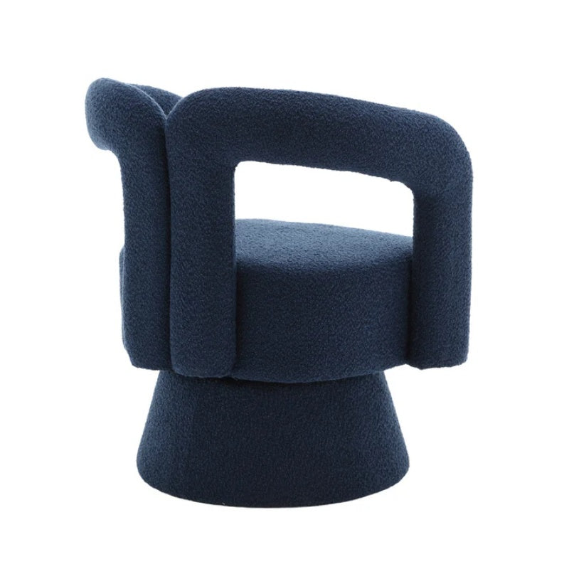 COOLMORE 360 Degree Swivel Cuddle Barrel Accent Chairs, Round Armchairs with Wide Upholstered, Fluffy Fabric Chair for Living Room, Bedroom, Office, Waiting Rooms (Navy Boucle)-海智集-Default-