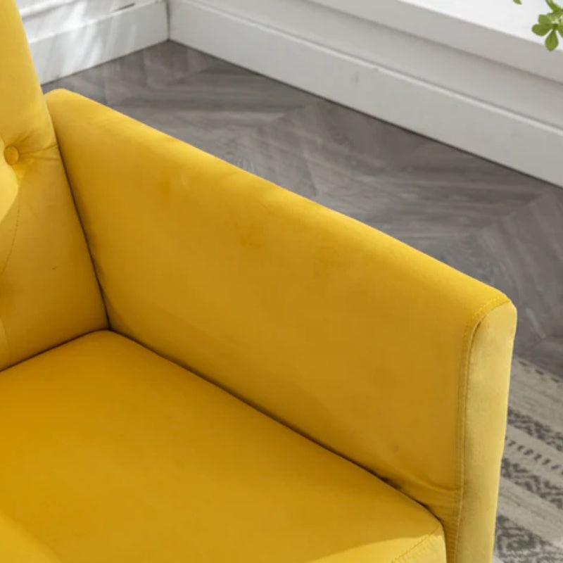 COOLMORE Velvet Accent Chair with Adjustable Armrests and Backrest, Button Tufted Lounge Chair, Single Recliner Armchair with Ottoman-海智集-Default-