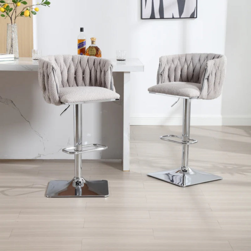 COOLMORE Vintage Bar Stools with Back and Footrest Counter Height Dining Chairs 2PC/SET-海智集-Default-