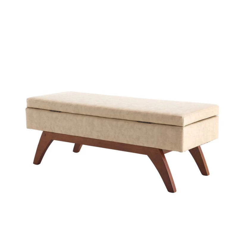 COOLMORE Teddy wool fabric, solid wood feet for solid weighing, and bed end stool with storage function-海智集-Default-
