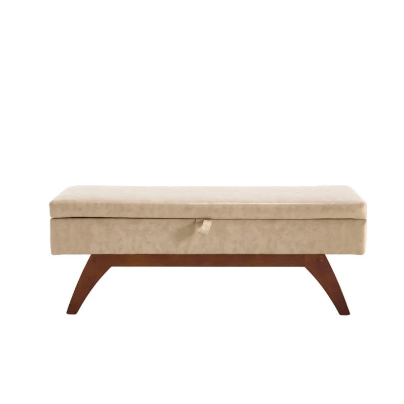 COOLMORE Teddy wool fabric, solid wood feet for solid weighing, and bed end stool with storage function-海智集-Default-