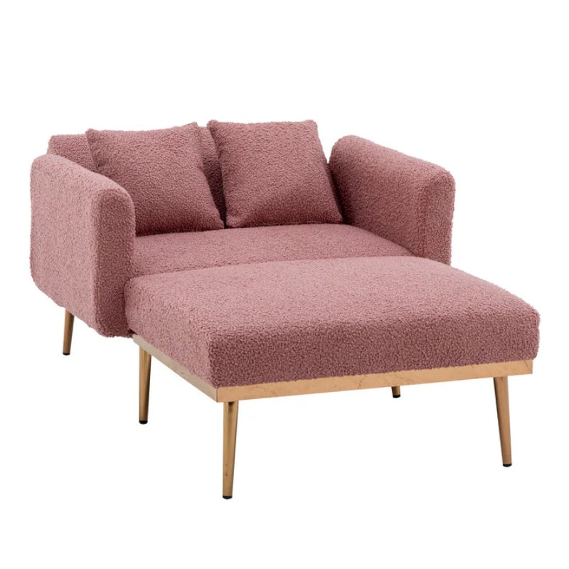 COOLMORE fashionable and classic style chaise lounge chair / accent chair for Living Room, bedroom (Brush Pink Teddy )-海智集-Default-
