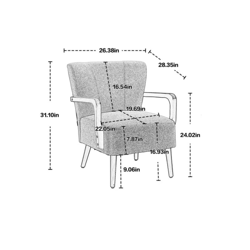 COOLMORE Wood Frame Armchair, Modern Accent Chair Lounge Chair for Living Room-海智集-Default-