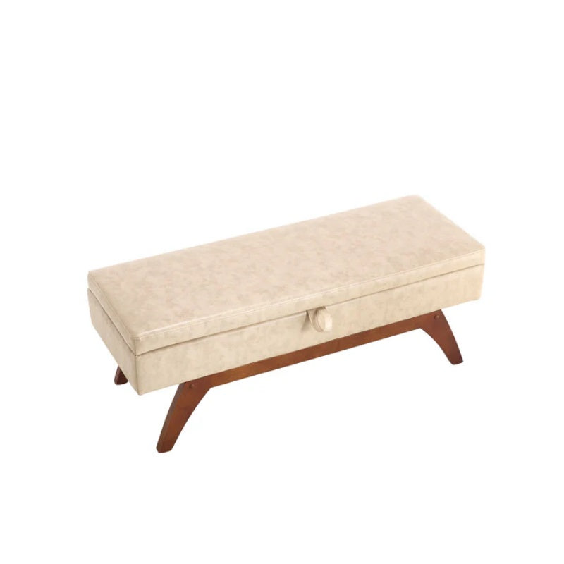 COOLMORE Teddy wool fabric, solid wood feet for solid weighing, and bed end stool with storage function-海智集-Default-