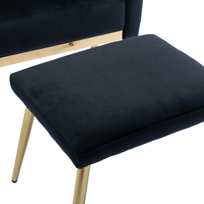 COOLMORE Velvet Accent Chair with Adjustable Armrests and Backrest, Button Tufted Lounge Chair, Single Recliner Armchair with Ottoman-海智集-Default-