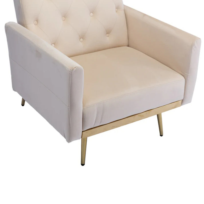 COOLMORE Velvet Accent Chair with Adjustable Armrests and Backrest, Button Tufted Lounge Chair, Single Recliner Armchair with Ottoman-海智集-Default-