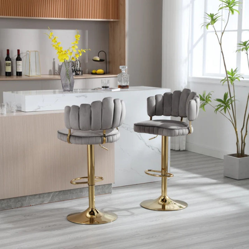COOLMORE Swivel Bar Stools Set of 2 Adjustable Counter Height Chairs with Footrest for Kitchen, Dining Room-海智集-Default-
