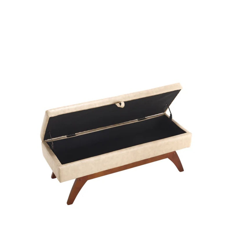 COOLMORE Teddy wool fabric, solid wood feet for solid weighing, and bed end stool with storage function-海智集-Default-