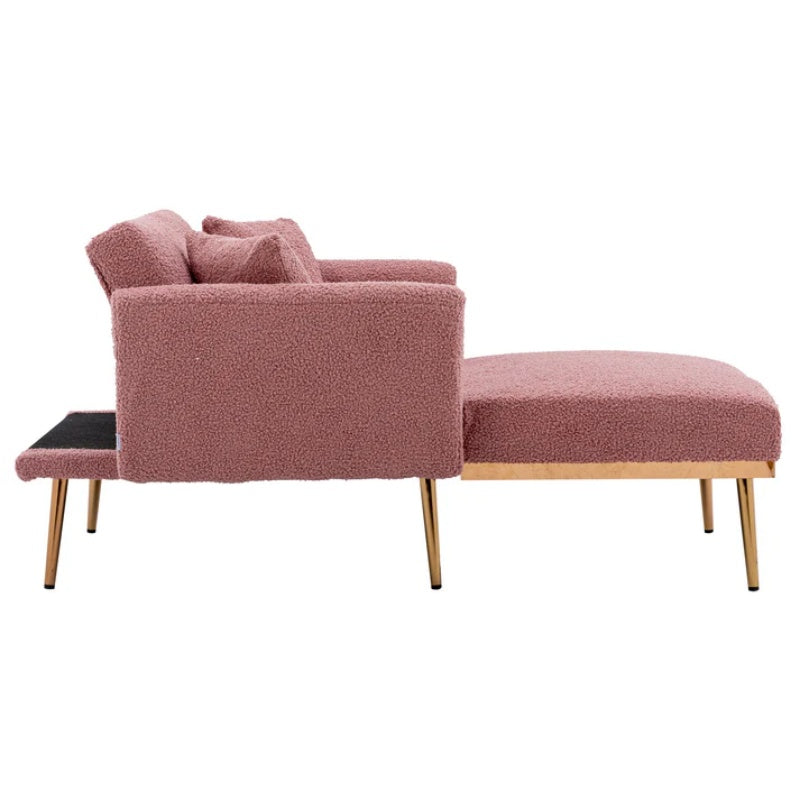 COOLMORE fashionable and classic style chaise lounge chair / accent chair for Living Room, bedroom (Brush Pink Teddy )-海智集-Default-