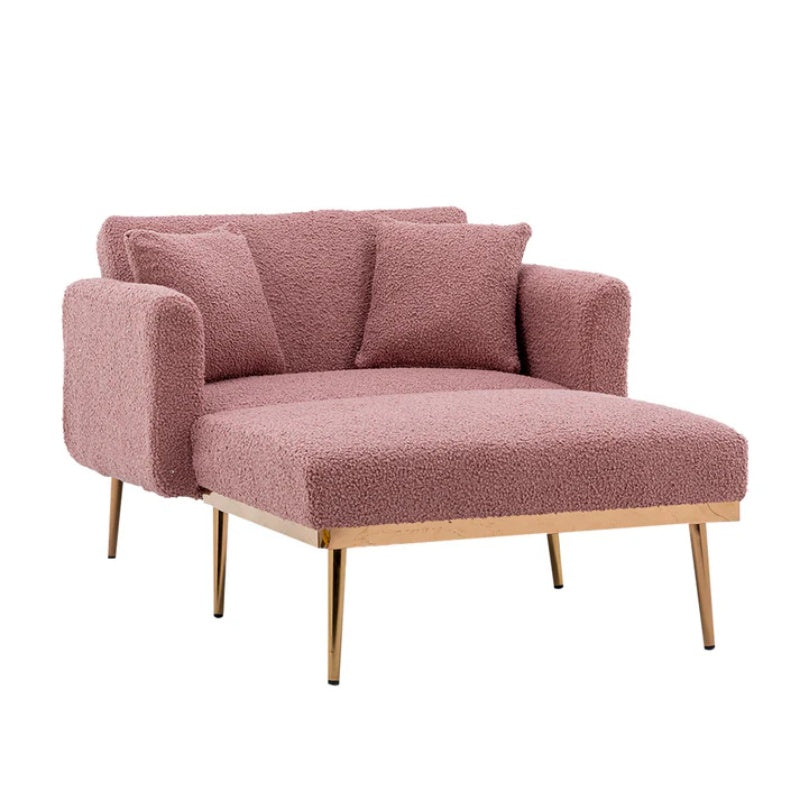 COOLMORE fashionable and classic style chaise lounge chair / accent chair for Living Room, bedroom (Brush Pink Teddy )-海智集-Default-