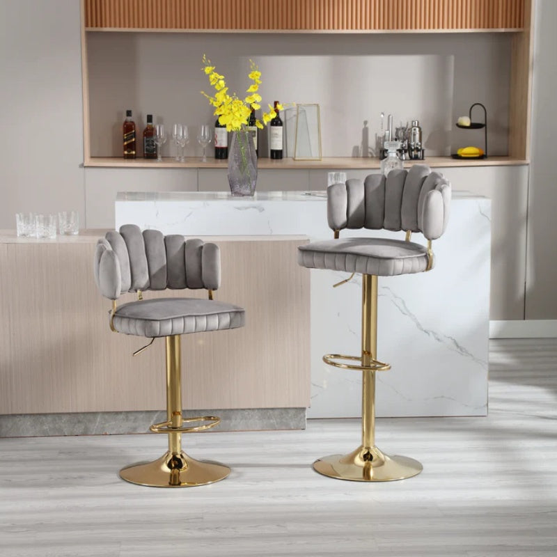 COOLMORE Swivel Bar Stools Set of 2 Adjustable Counter Height Chairs with Footrest for Kitchen, Dining Room-海智集-Default-