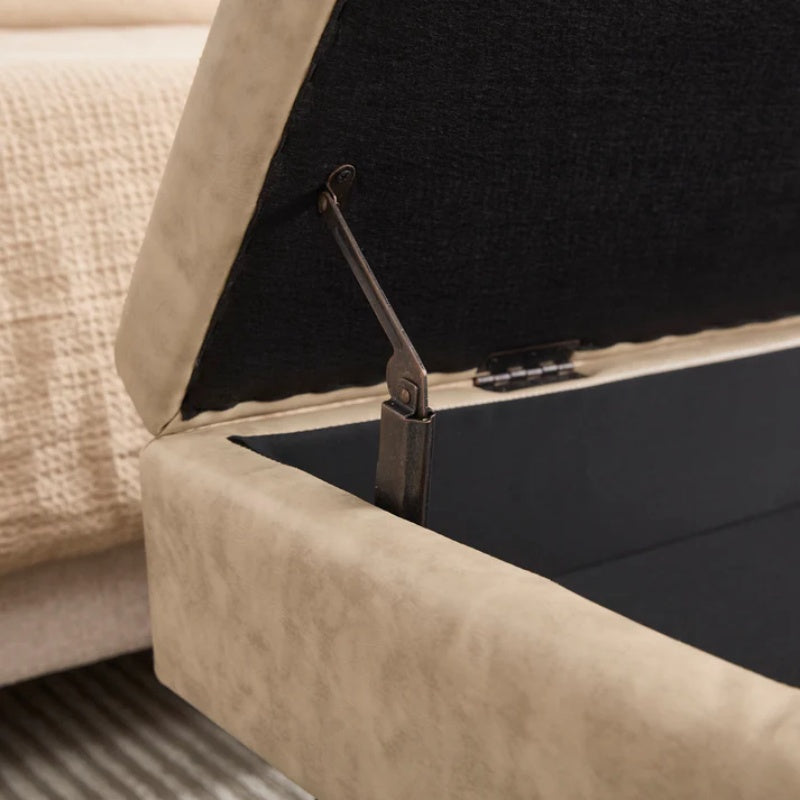 COOLMORE Teddy wool fabric, solid wood feet for solid weighing, and bed end stool with storage function-海智集-Default-