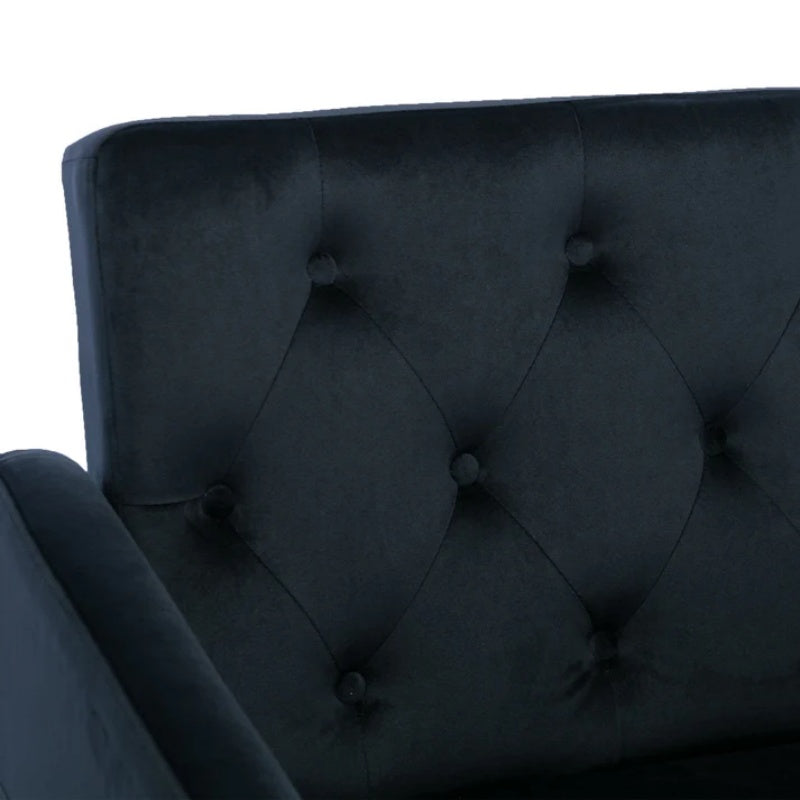 COOLMORE Velvet Accent Chair with Adjustable Armrests and Backrest, Button Tufted Lounge Chair, Single Recliner Armchair with Ottoman-海智集-Default-