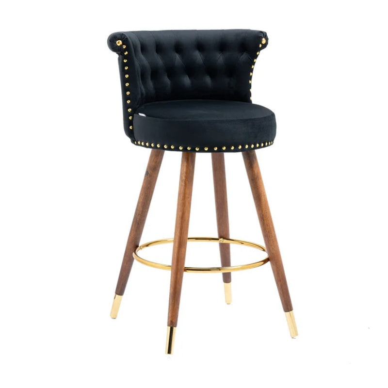 COOLMORE Swivel Bar Stools with Backrest Footrest ,with a fixed height of 360 degrees-海智集-Default-