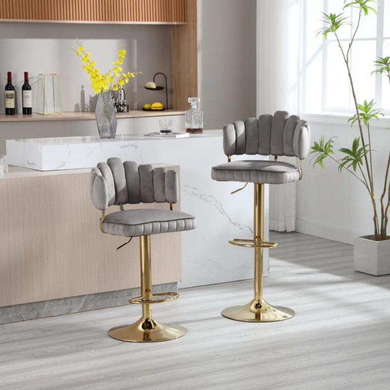 COOLMORE Swivel Bar Stools Set of 2 Adjustable Counter Height Chairs with Footrest for Kitchen, Dining Room-海智集-Default-
