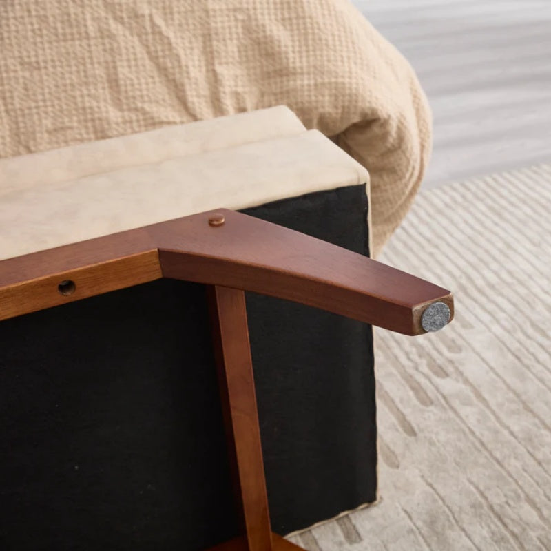 COOLMORE Teddy wool fabric, solid wood feet for solid weighing, and bed end stool with storage function-海智集-Default-