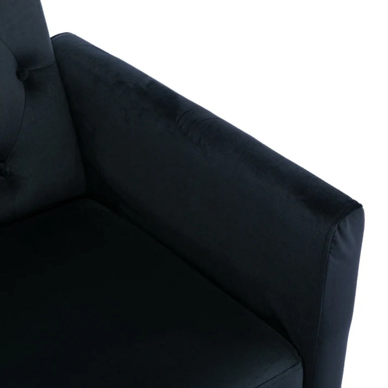 COOLMORE Velvet Accent Chair with Adjustable Armrests and Backrest, Button Tufted Lounge Chair, Single Recliner Armchair with Ottoman-海智集-Default-